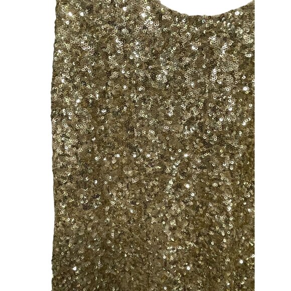 Alice & Olivia Gold Sequin Tank Top Dress Medium Cocktail Nightclub Dance - Picture 3 of 5